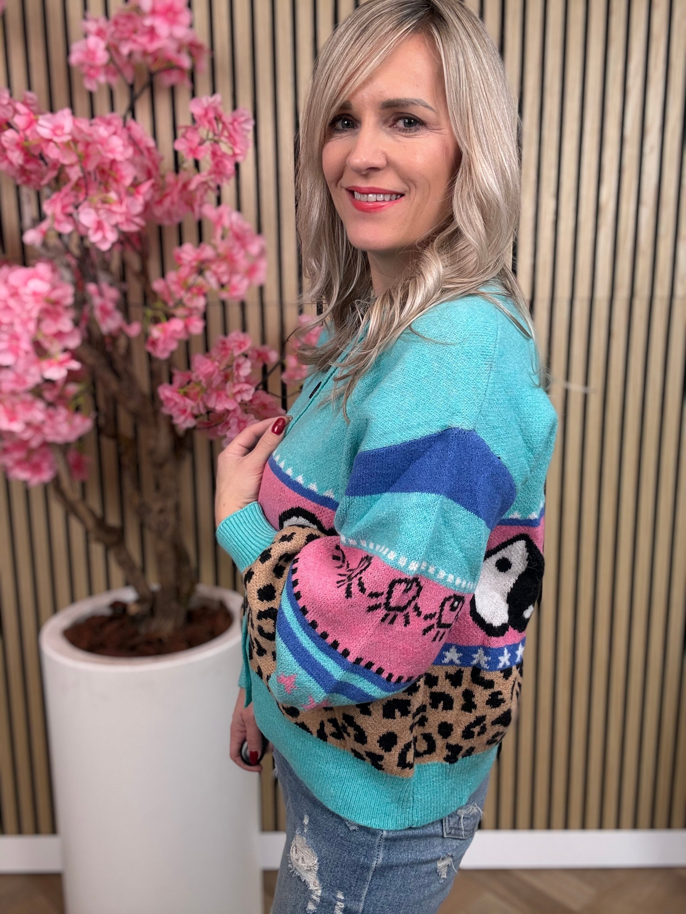 Vest | Lichtblauw| Leopard