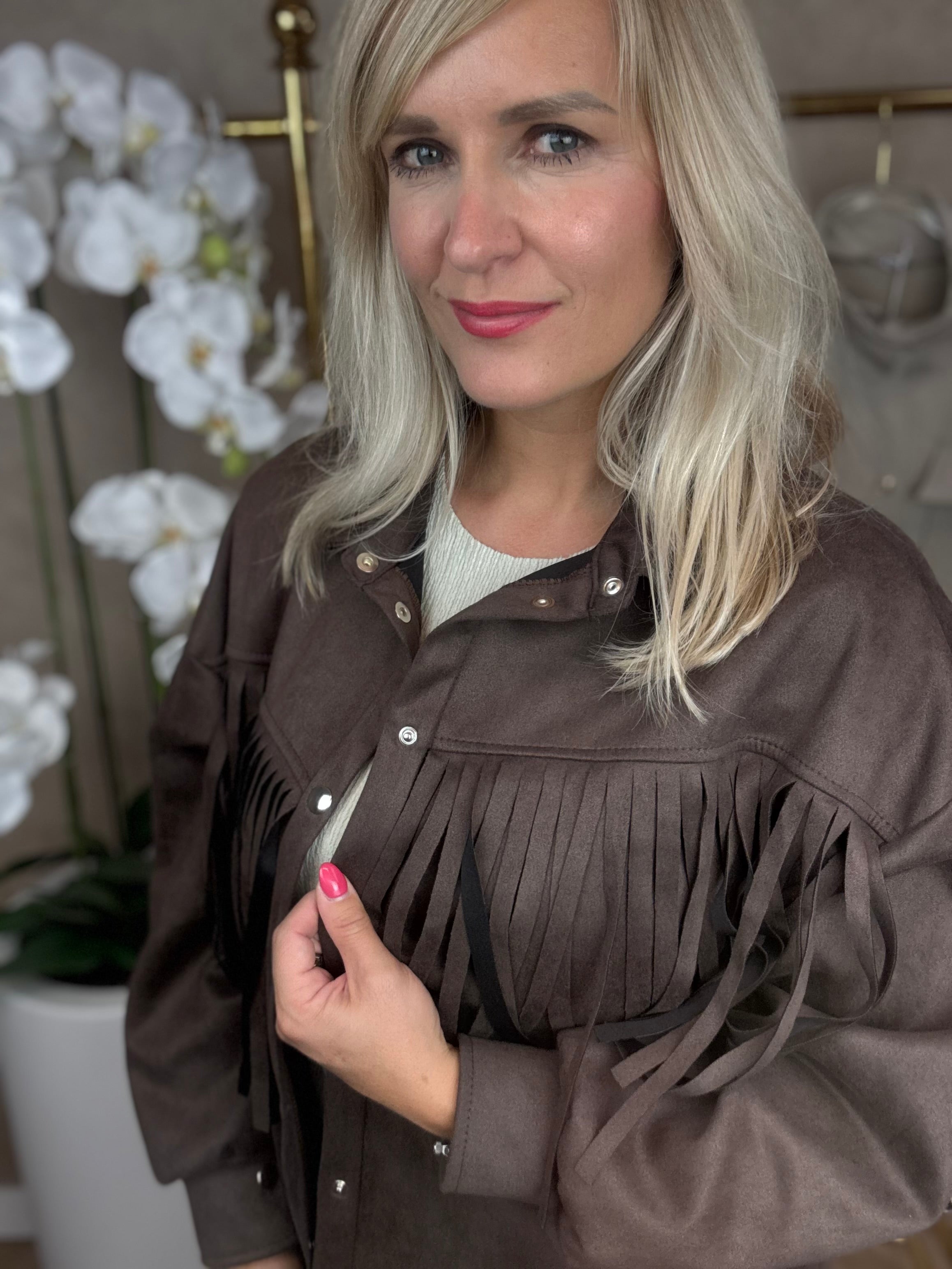 Jasje-Blouse| fringes | Suede-look