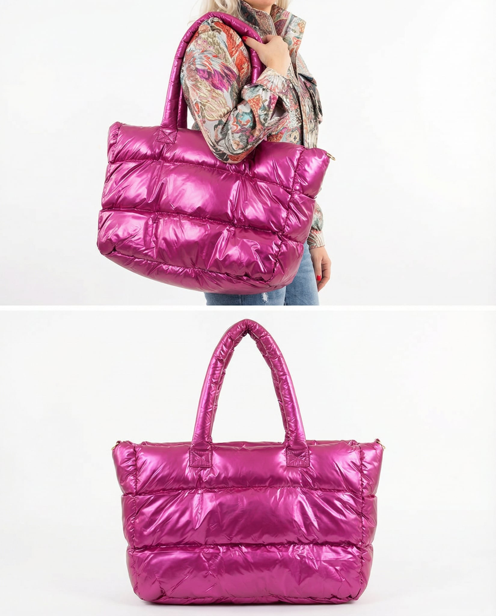 Tas | Puffy | Roze metallic