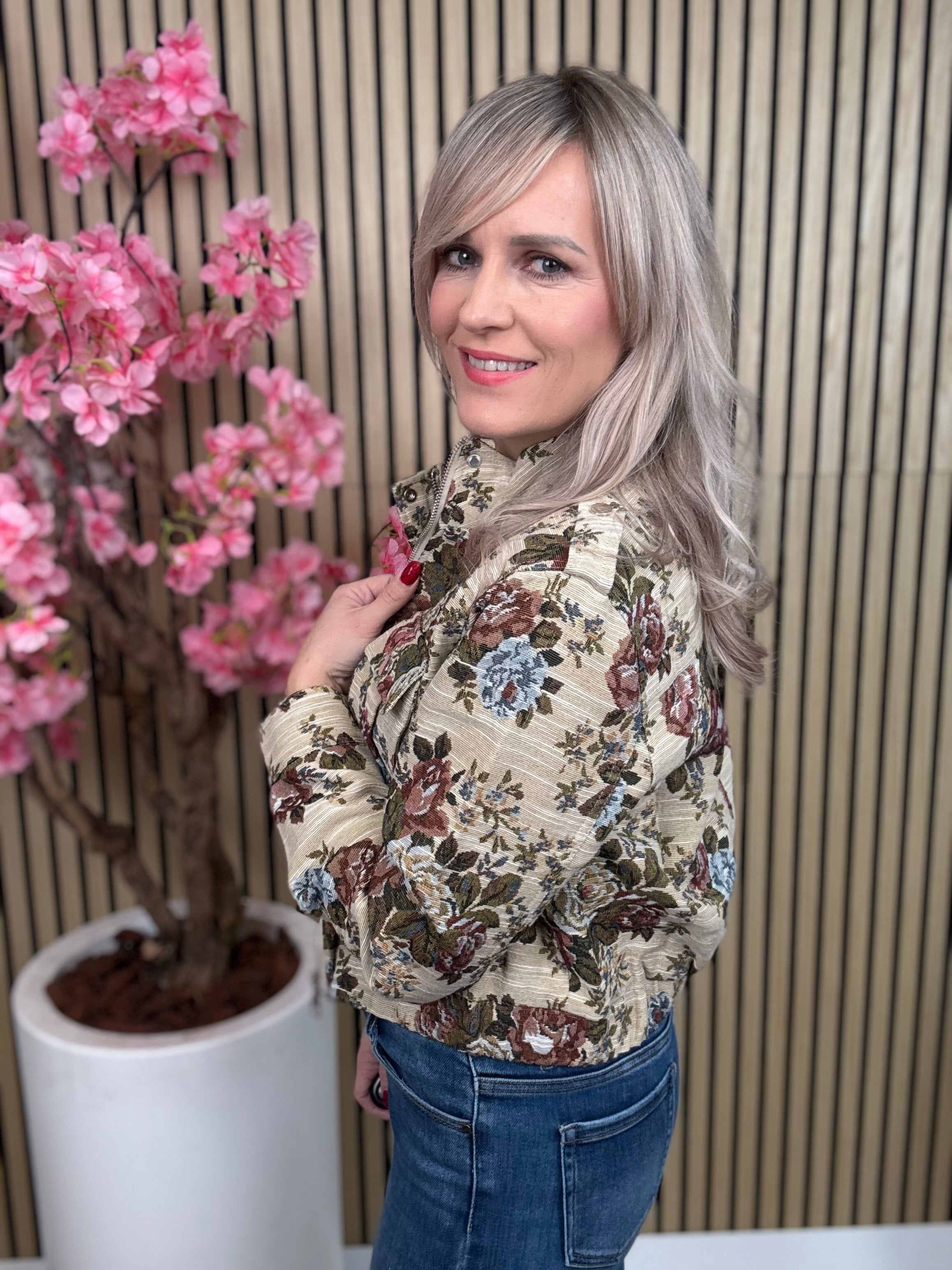 Bomberjack | Bloemen | Jacquardstof