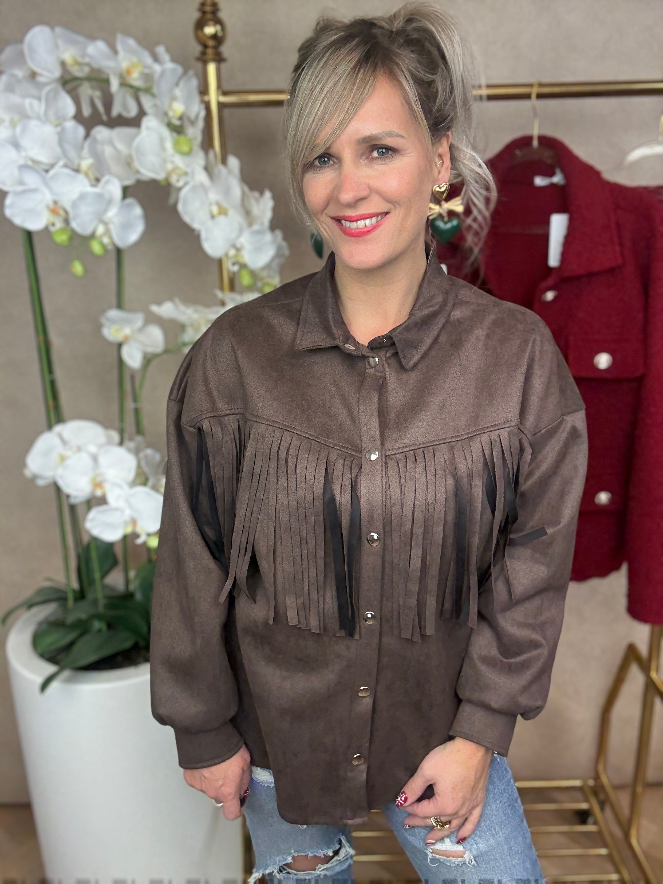 Jasje-Blouse| fringes | Suede-look