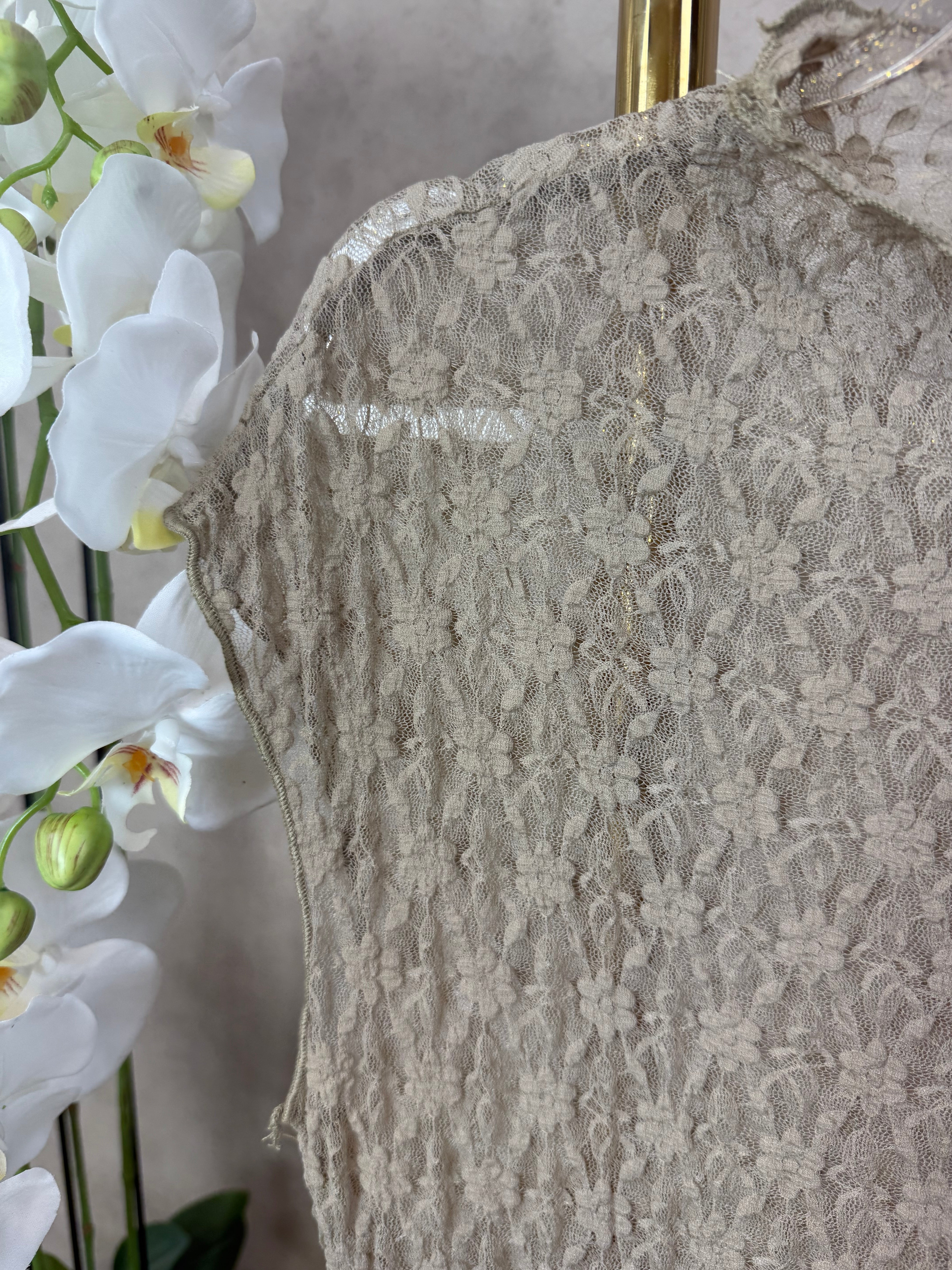 Top | Kant mouwloos | Taupe