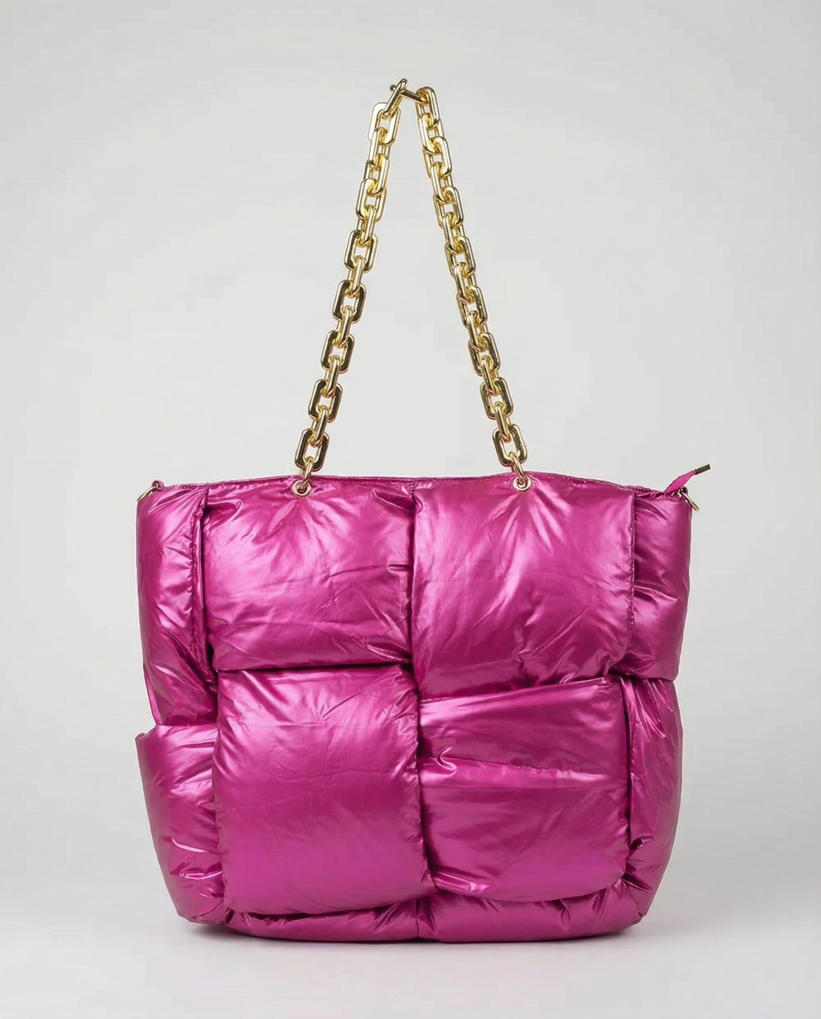 Tas | Puffy Chain | Metallic roze