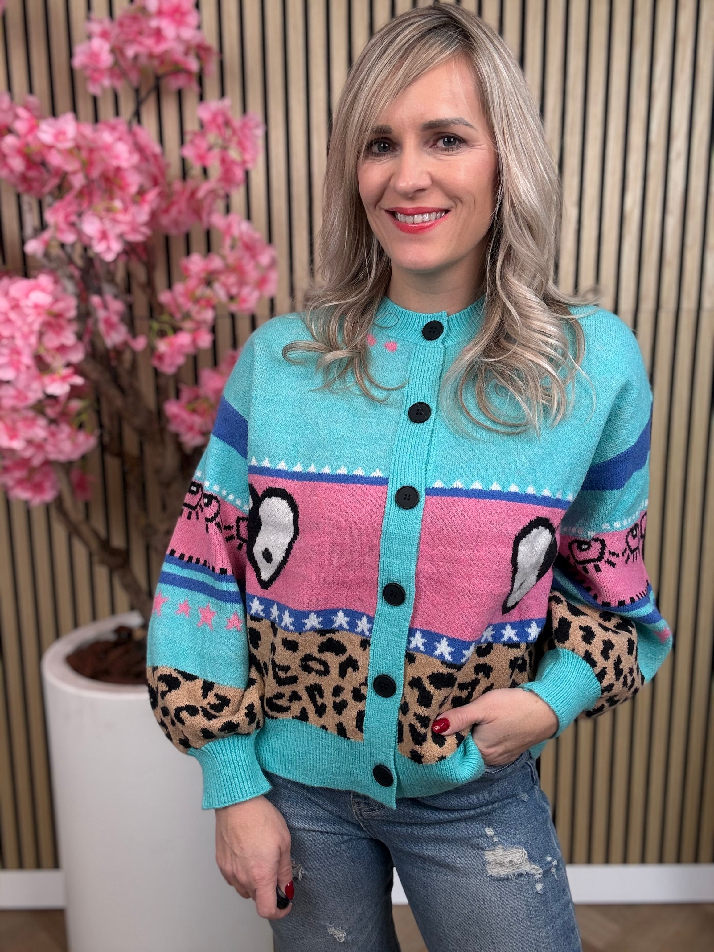 Vest | Lichtblauw| Leopard