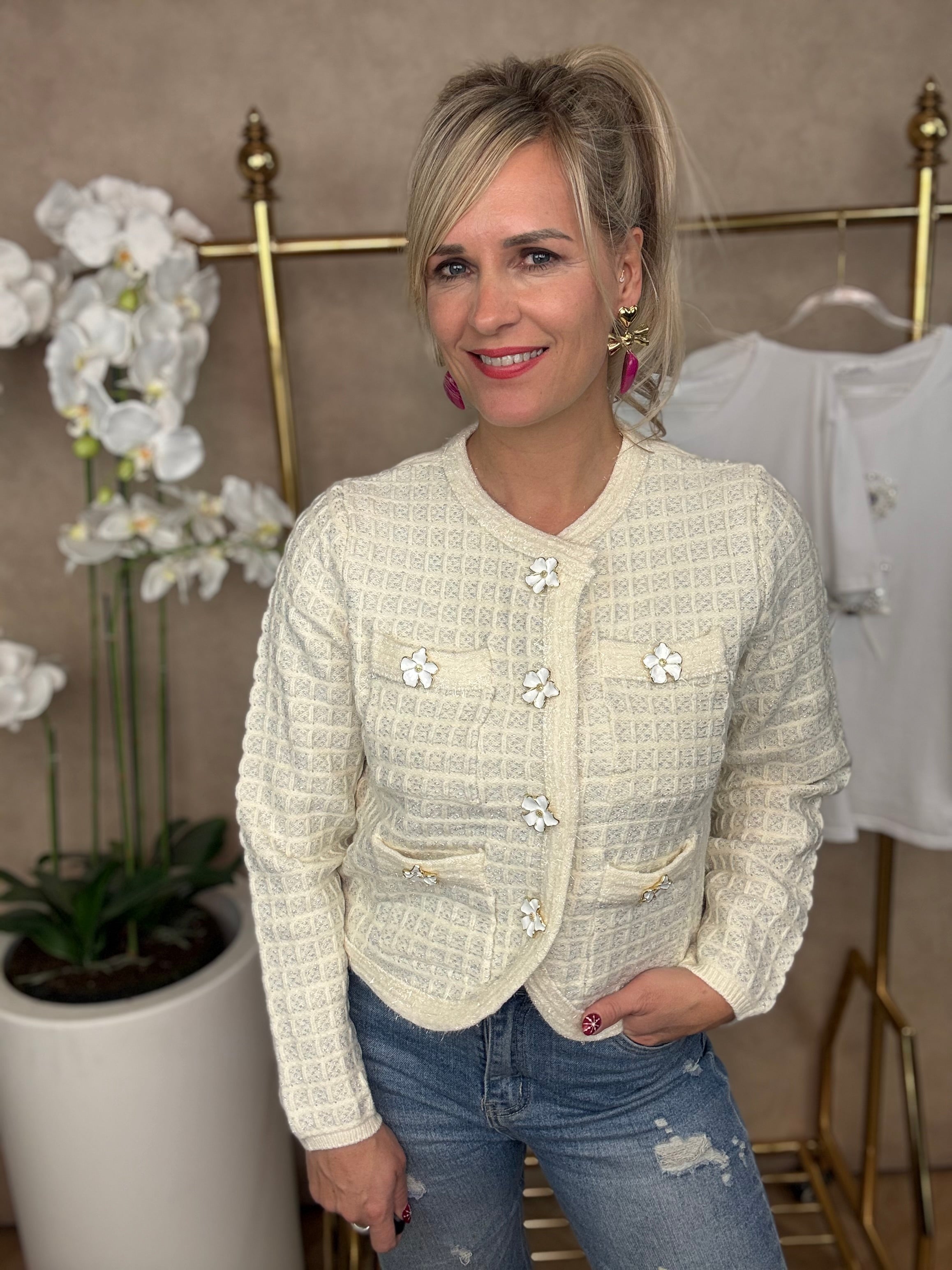 Vestje | Flower | Beige