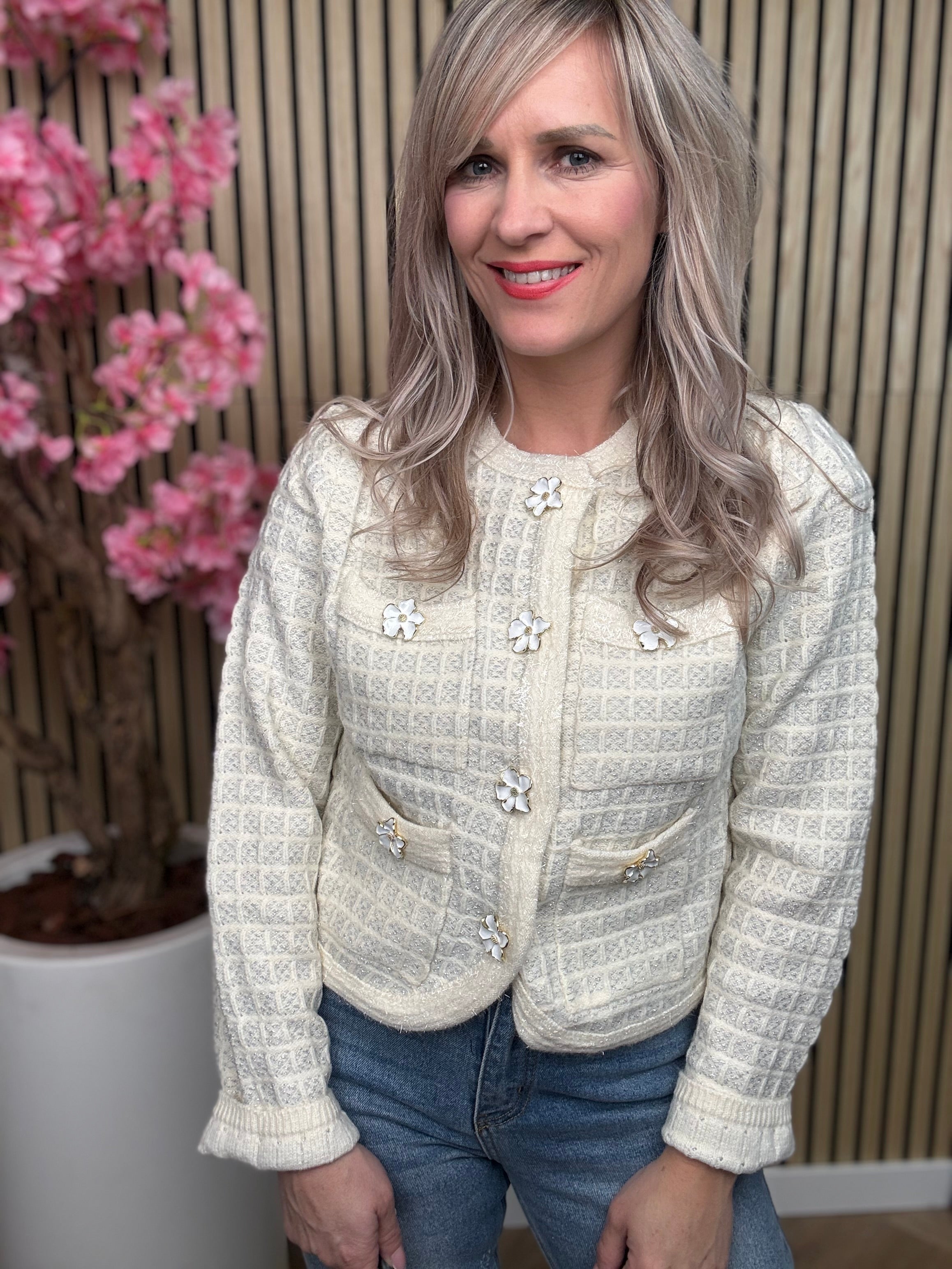 Vestje | Flower | Beige
