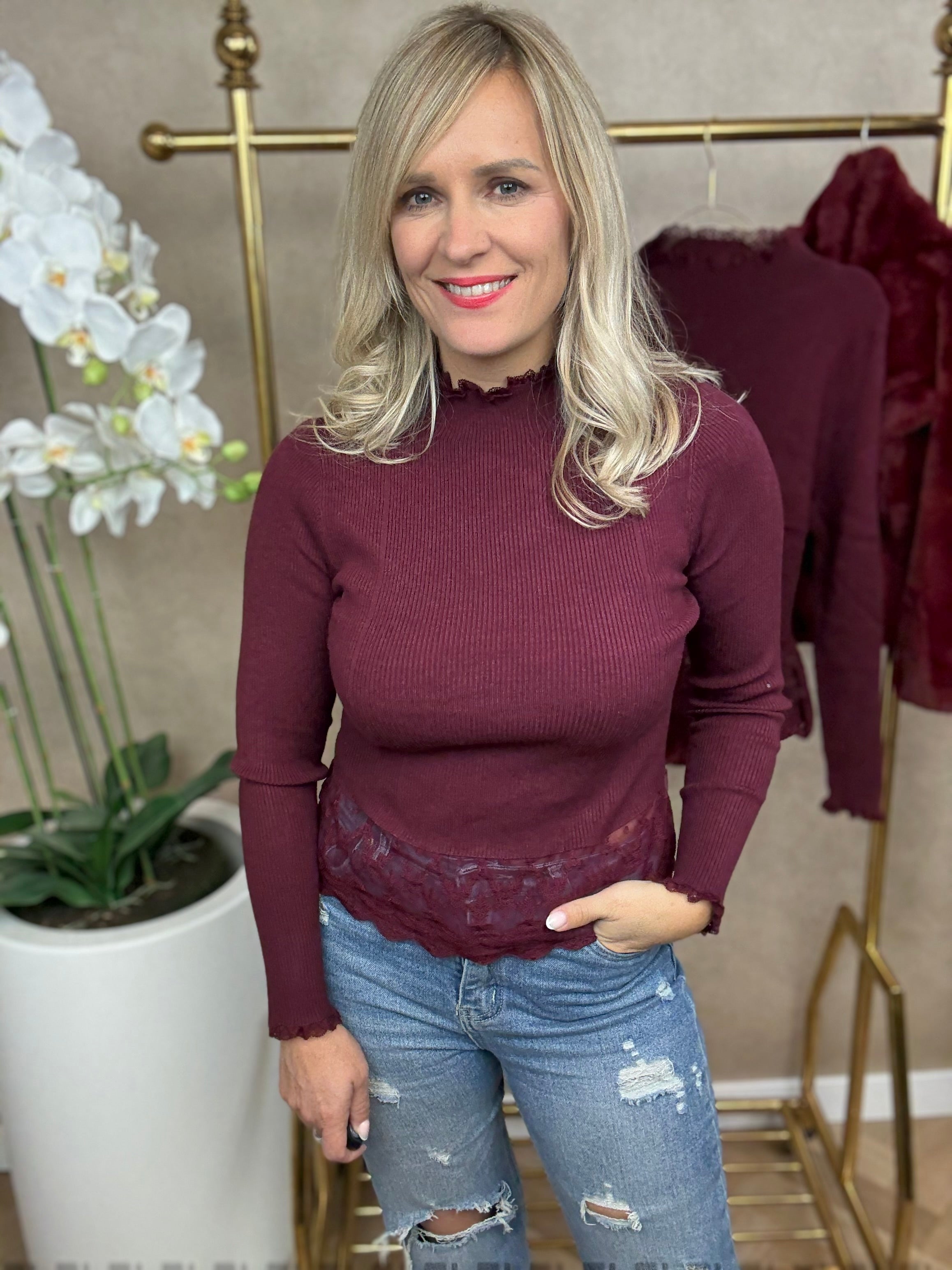 Truitje | Kant | bordeaux rood
