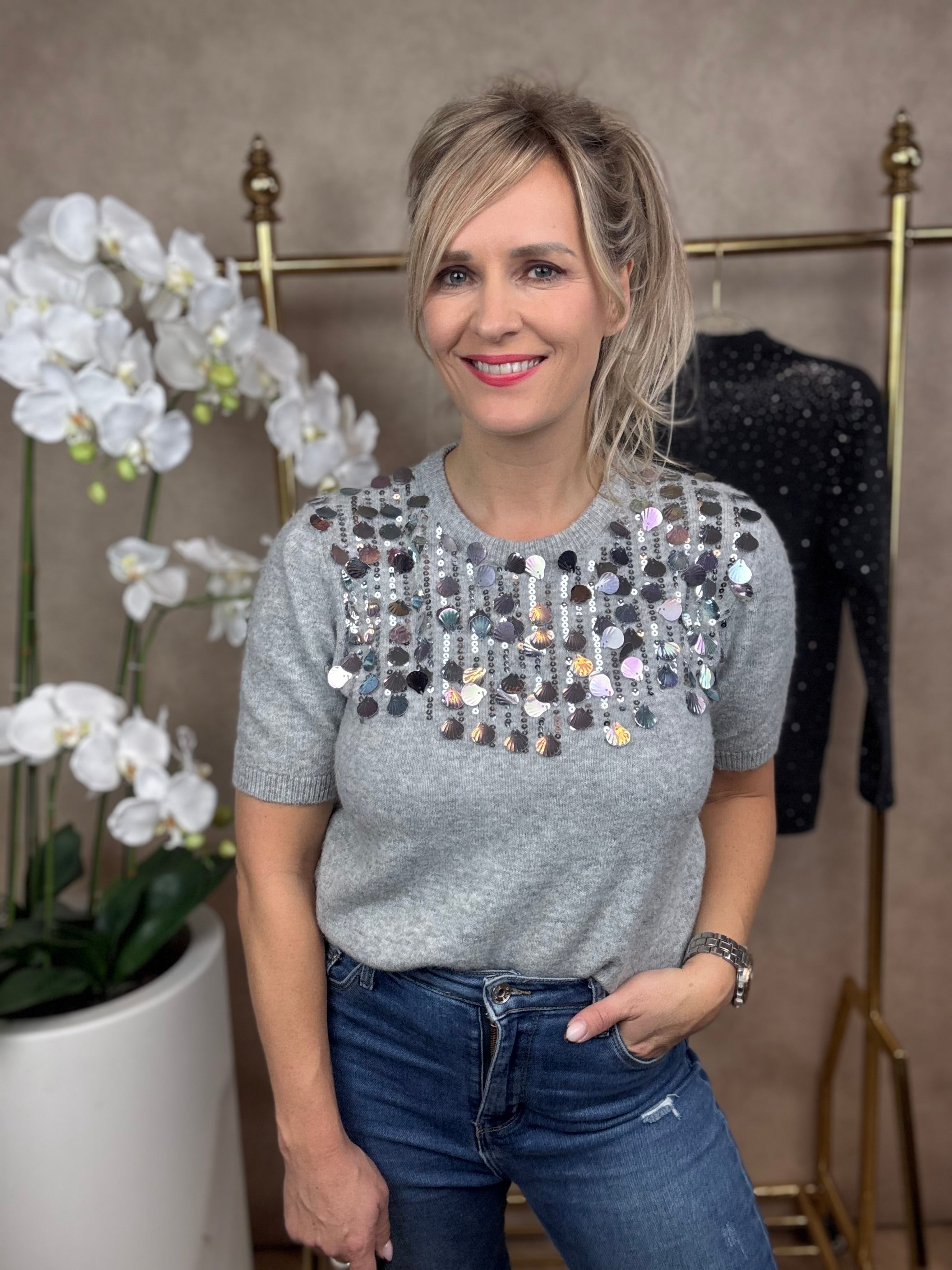 Shirt | Schelp | Grijs