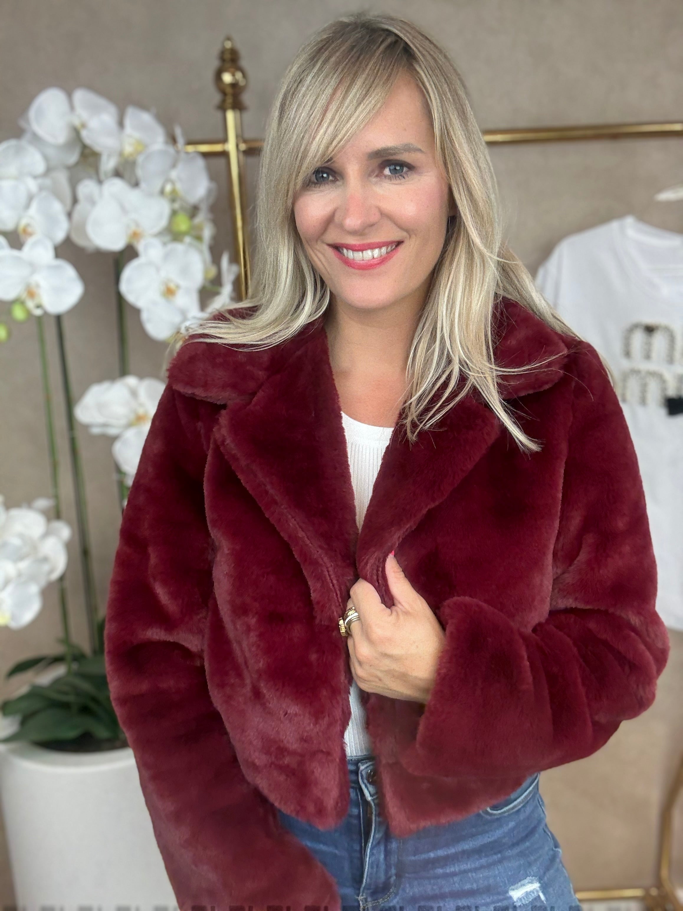 Jas | Faux | Bordeaux rood