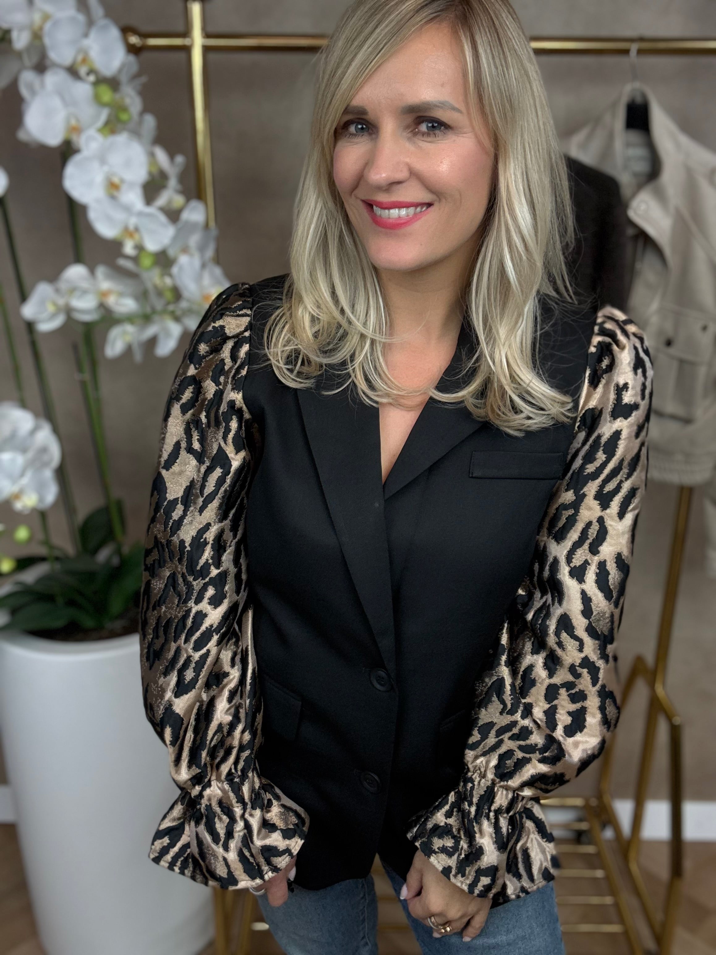 Blazer | Pantermouwen | Zwart