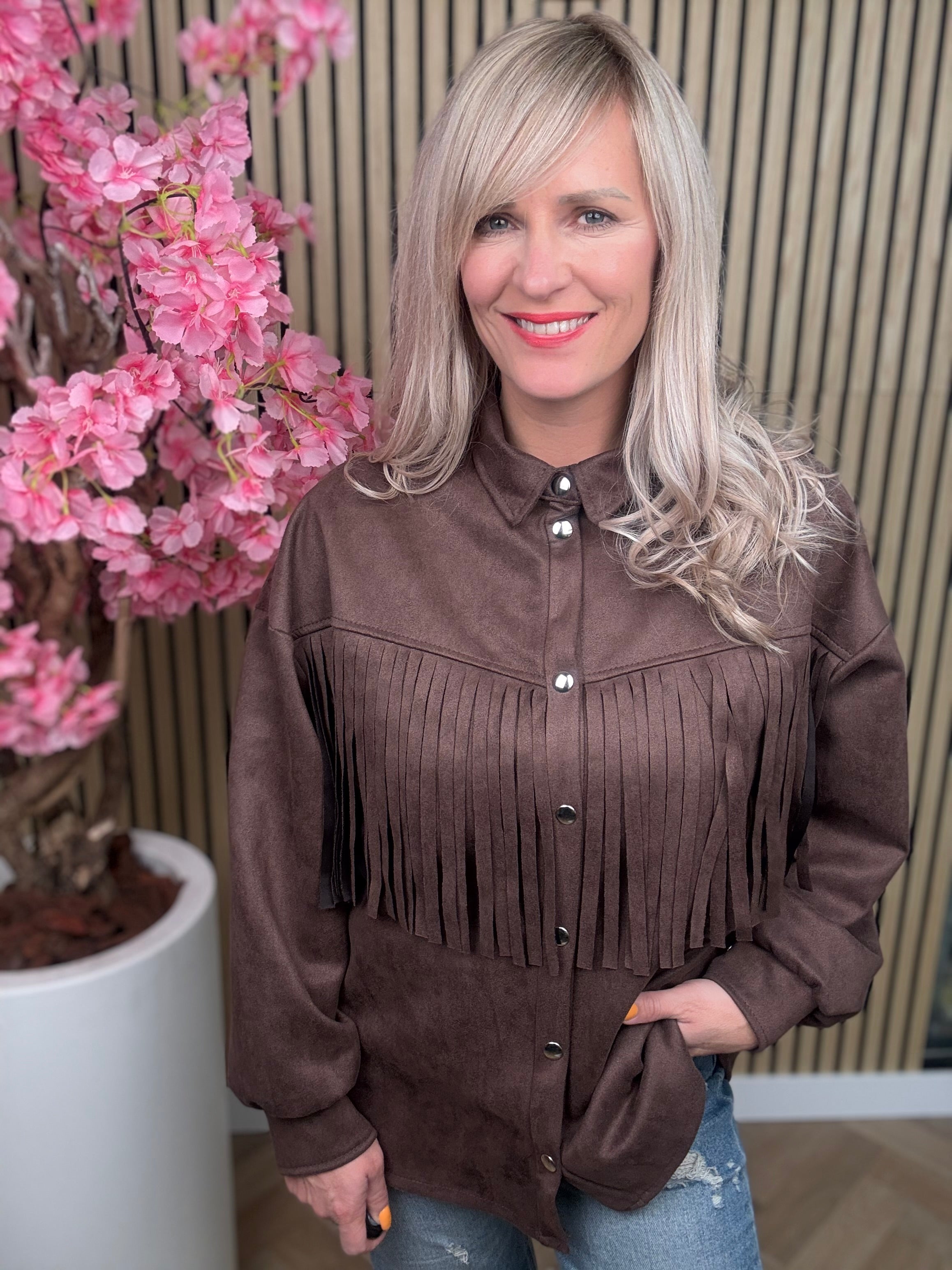 Jasje-Blouse| fringes | Suede-look