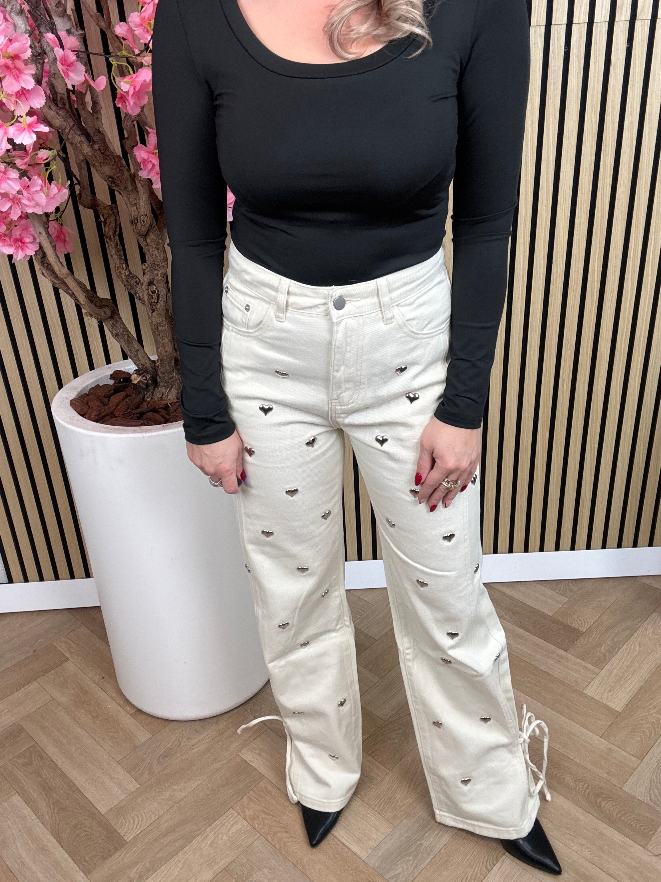 Jeans | Hartjes | Gebroken wit