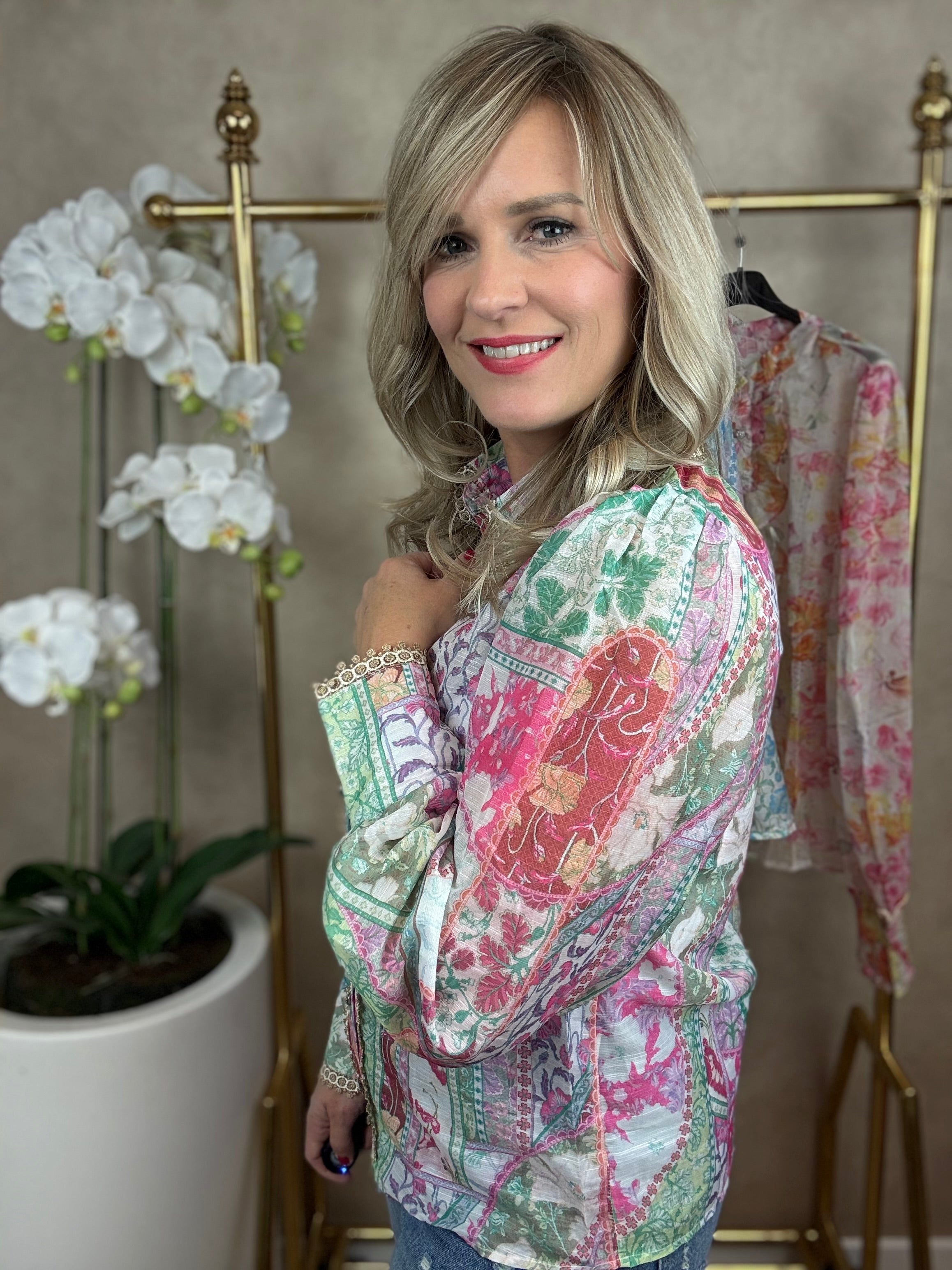 Blouse | Lola | Roze groen