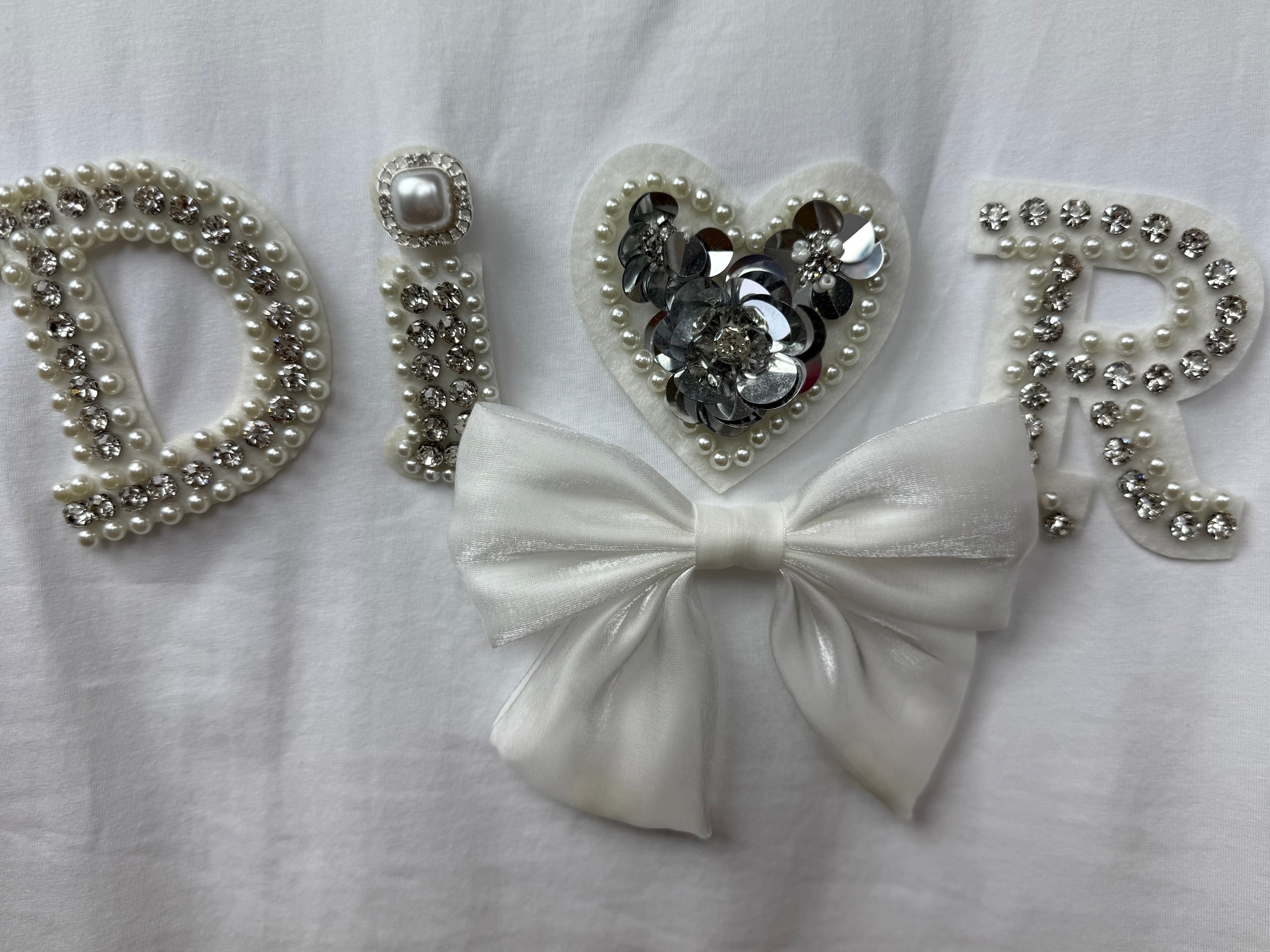 Shirt |  Glitter met strik | Wit