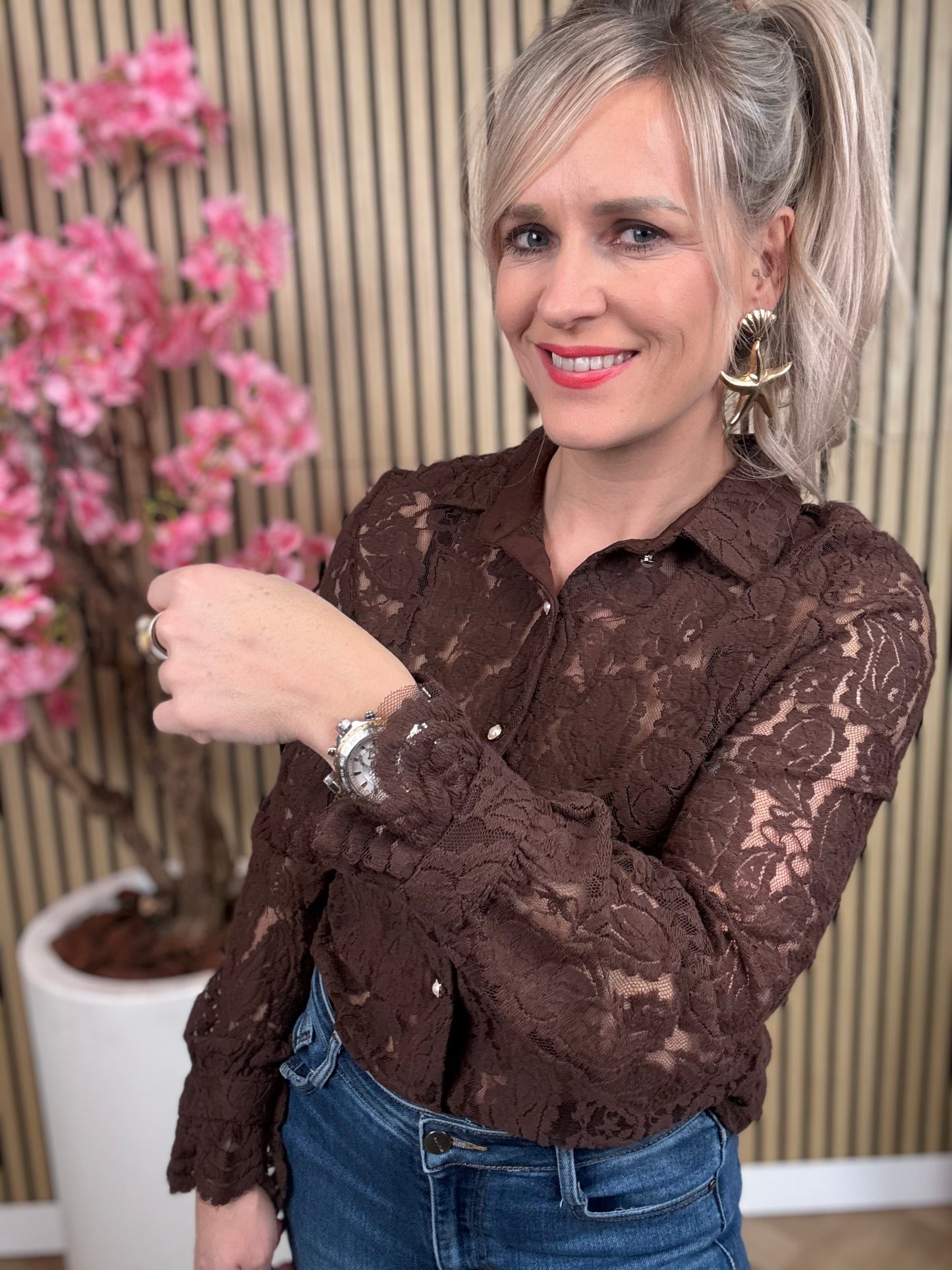 Blouse | Kant | Bruin