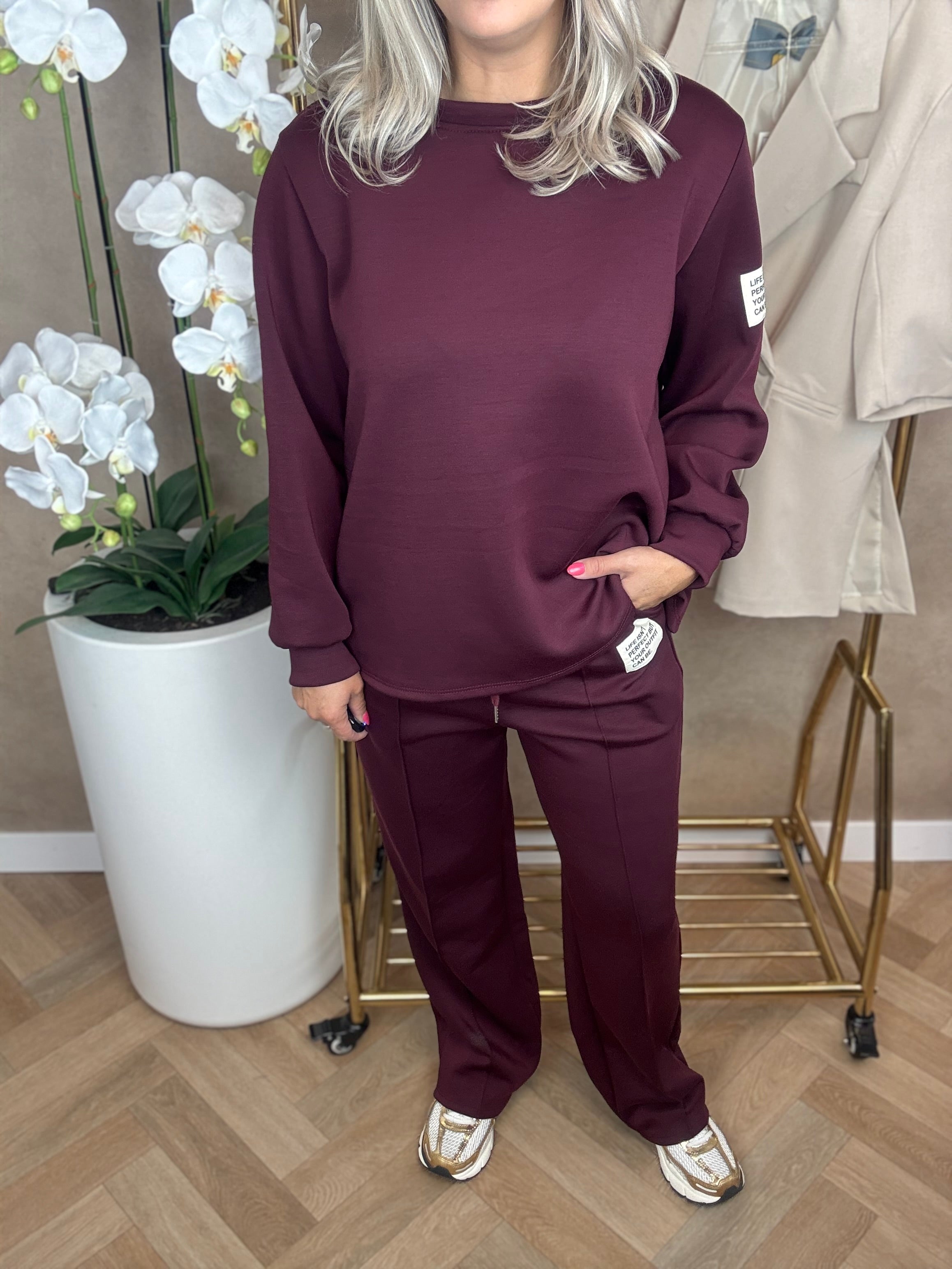 Set | Joggingpak lange mouw | bordeaux rood