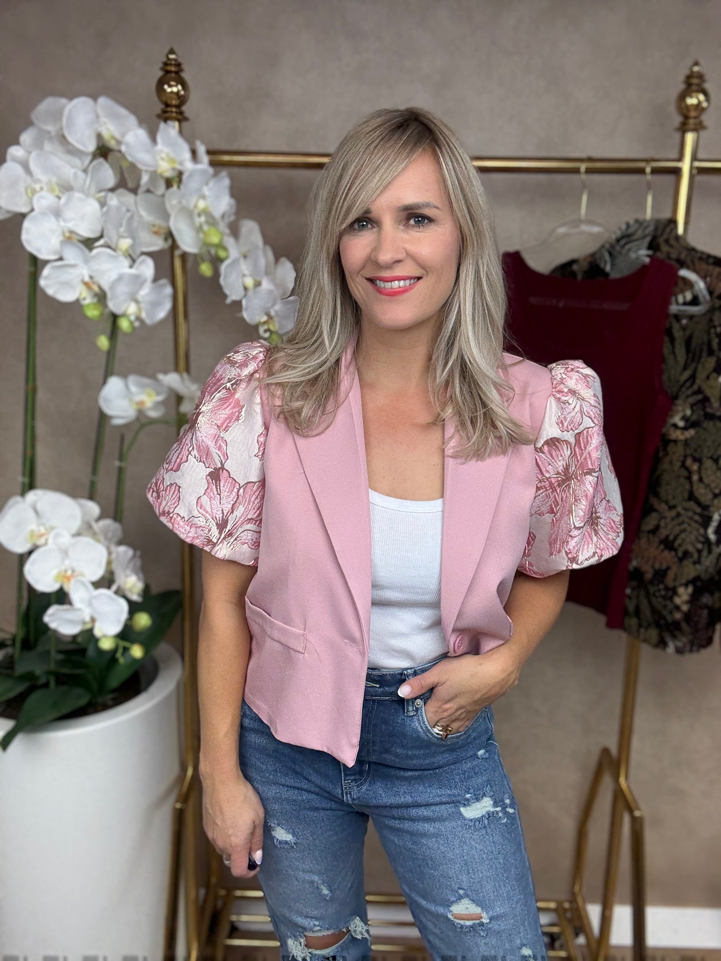 Blazer | Flower | Roze