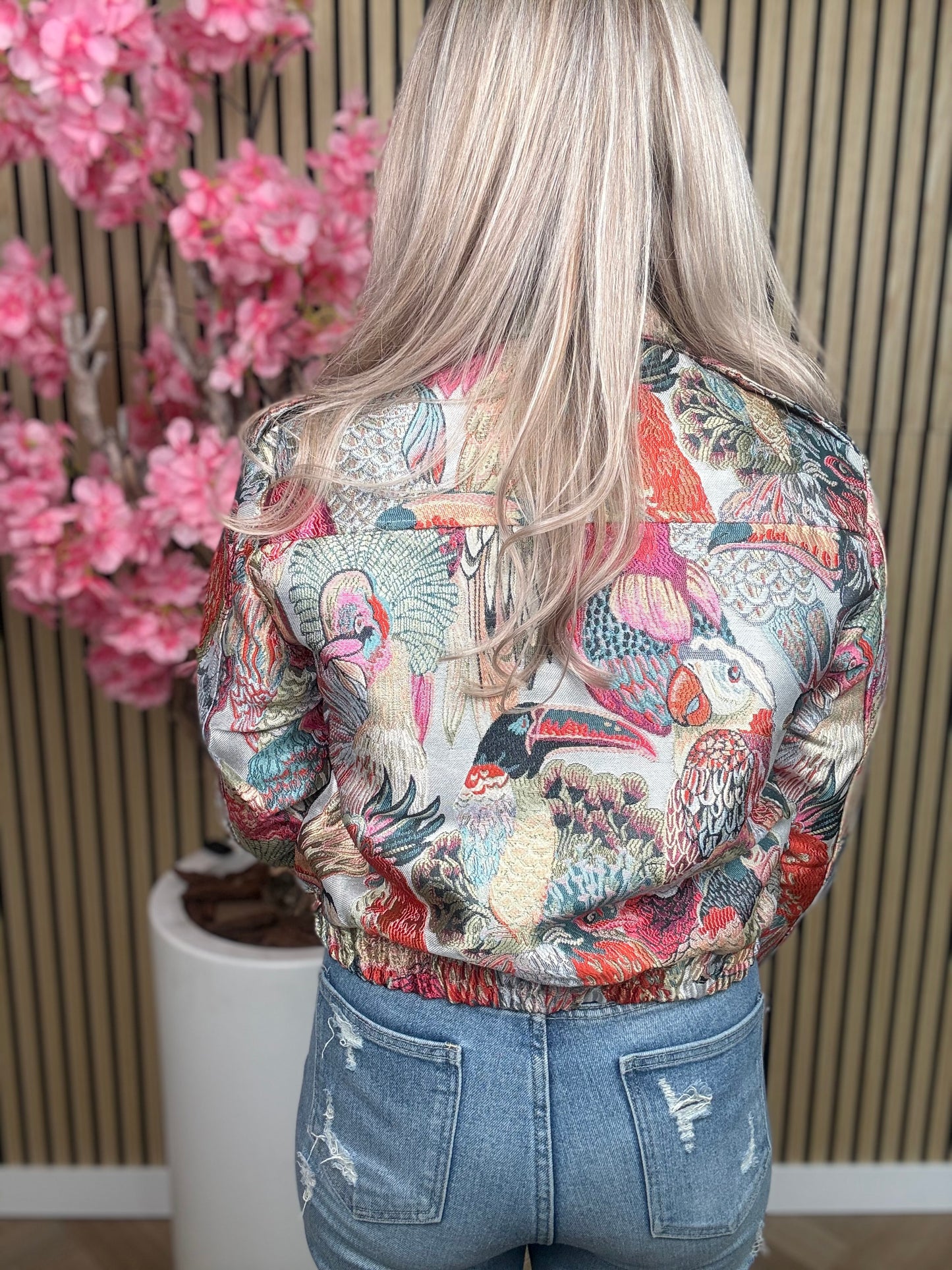 Bomberjack | Vogelprint | Roze- pre order