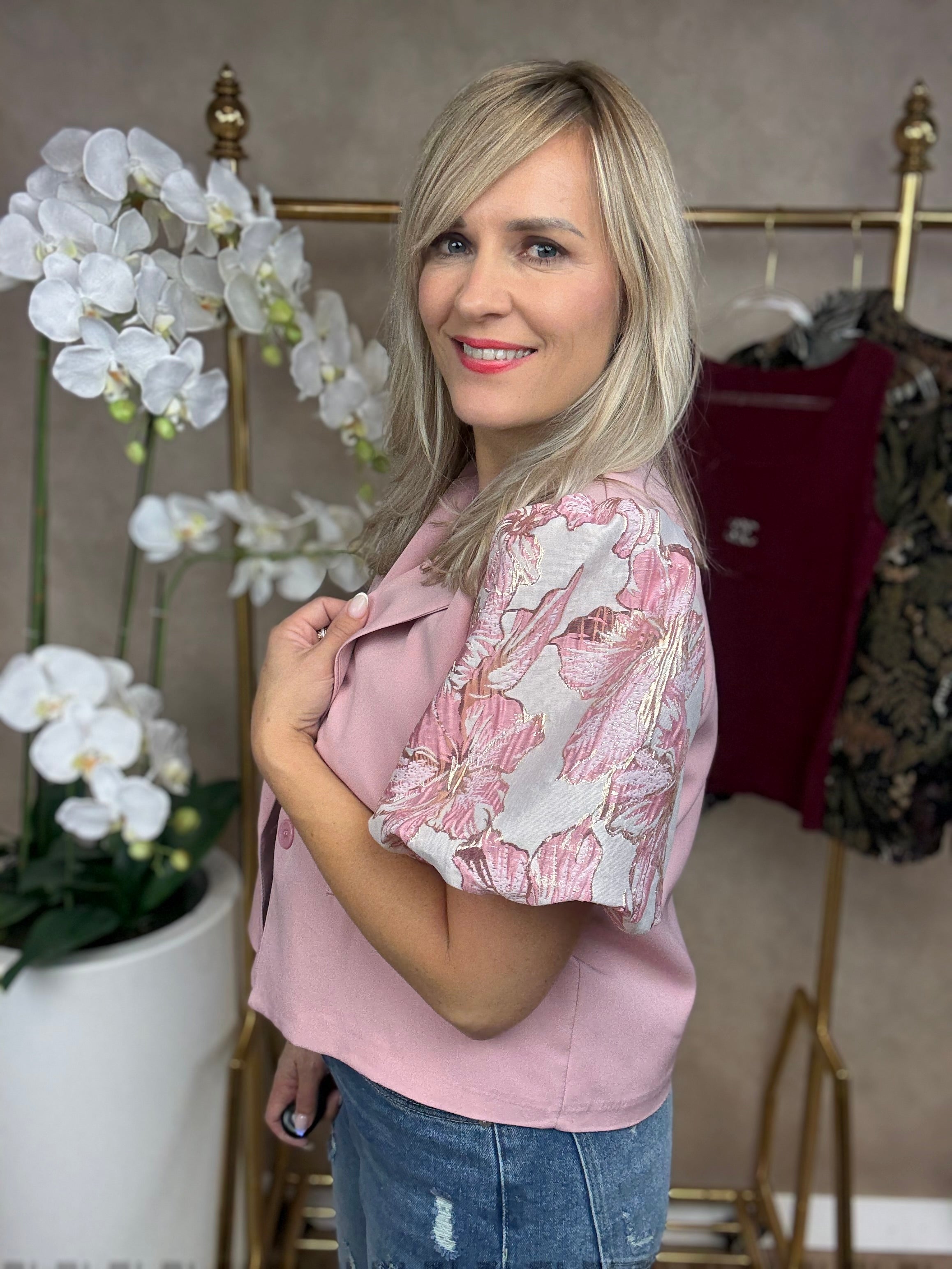 Blazer | Flower | Roze