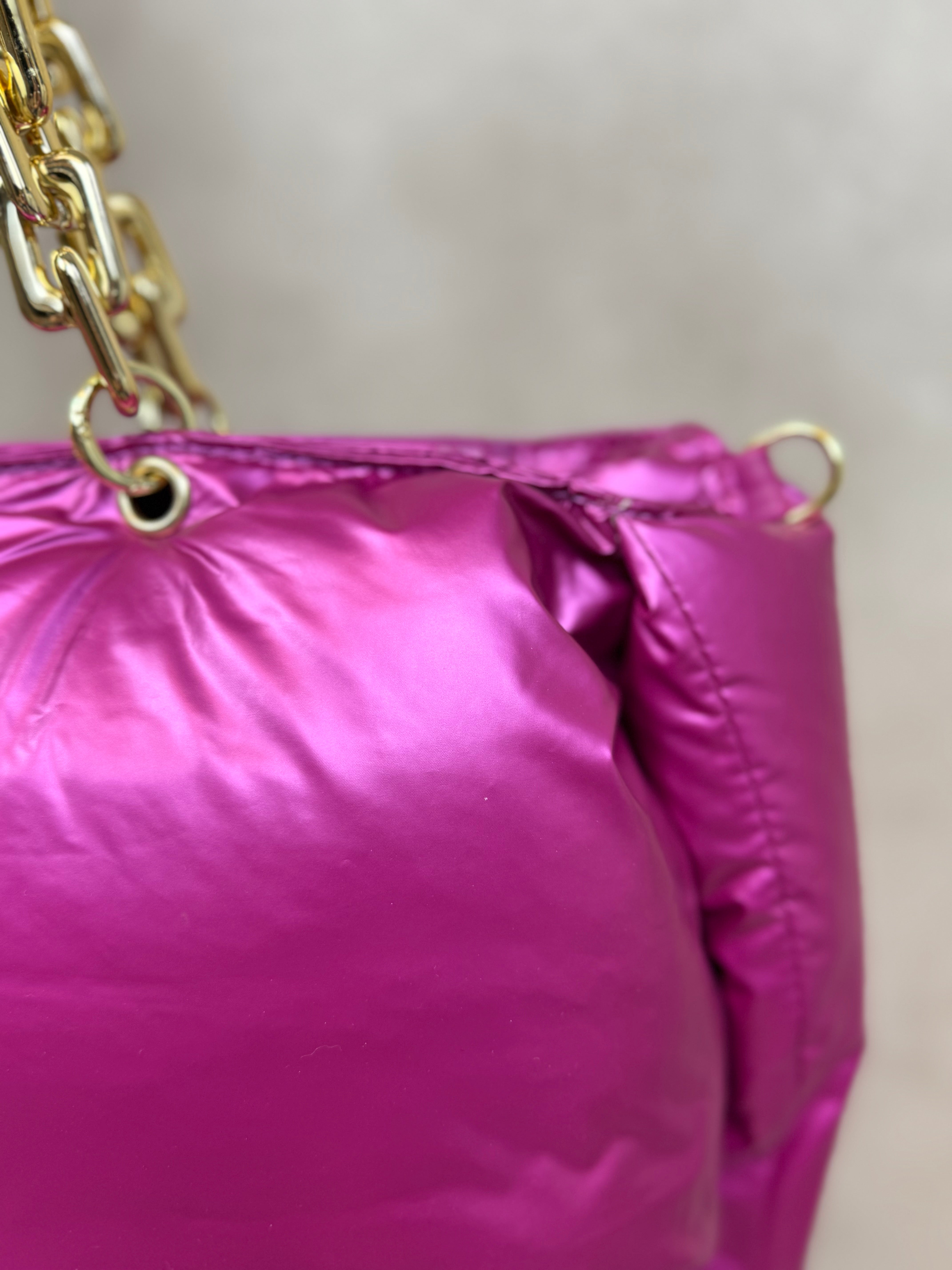 Tas | Puffy Chain | Metallic roze
