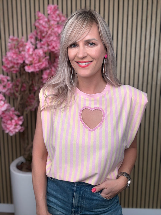 Top | Geel en roze | Hartje
