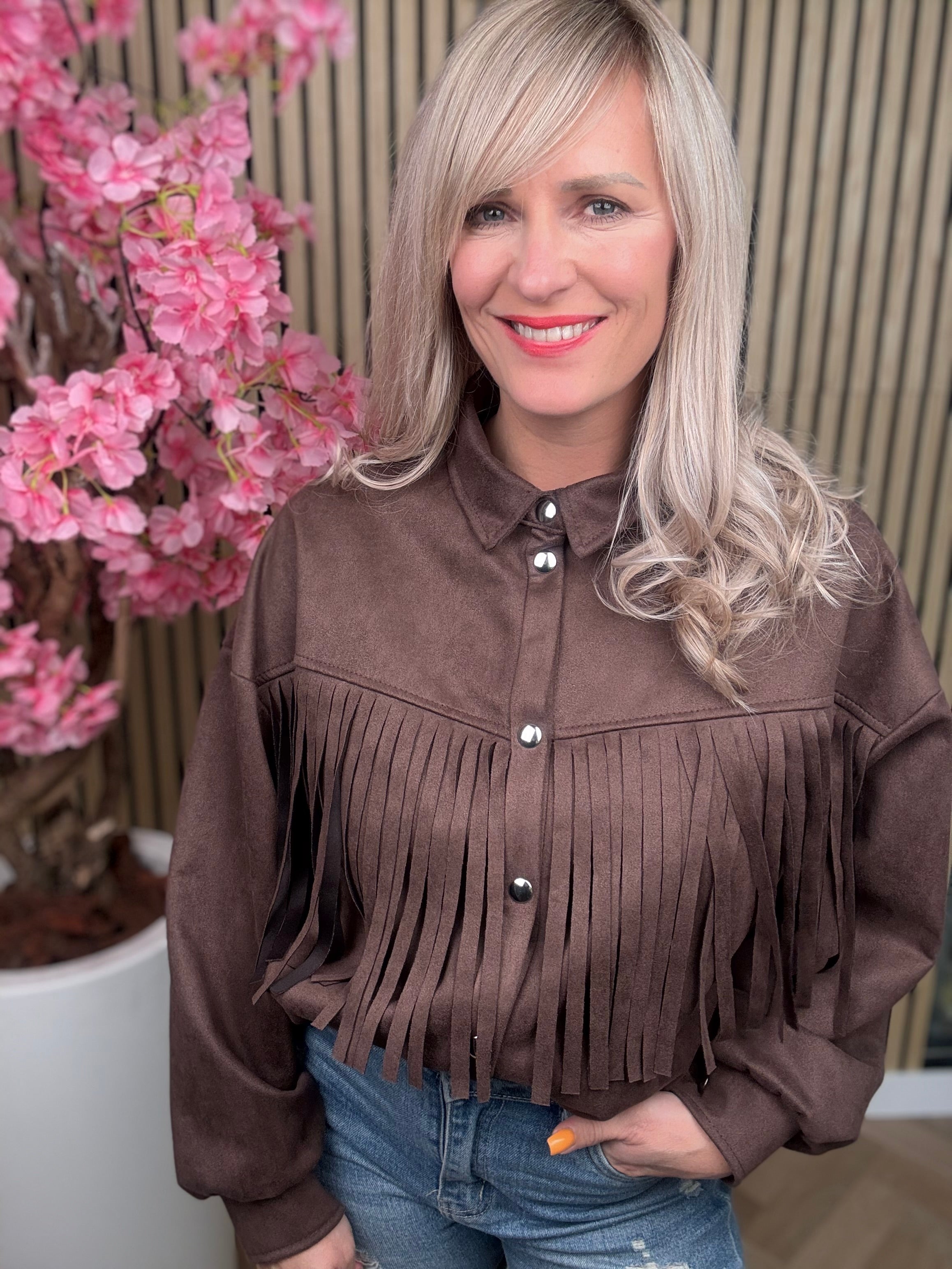 Jasje-Blouse| fringes | Suede-look