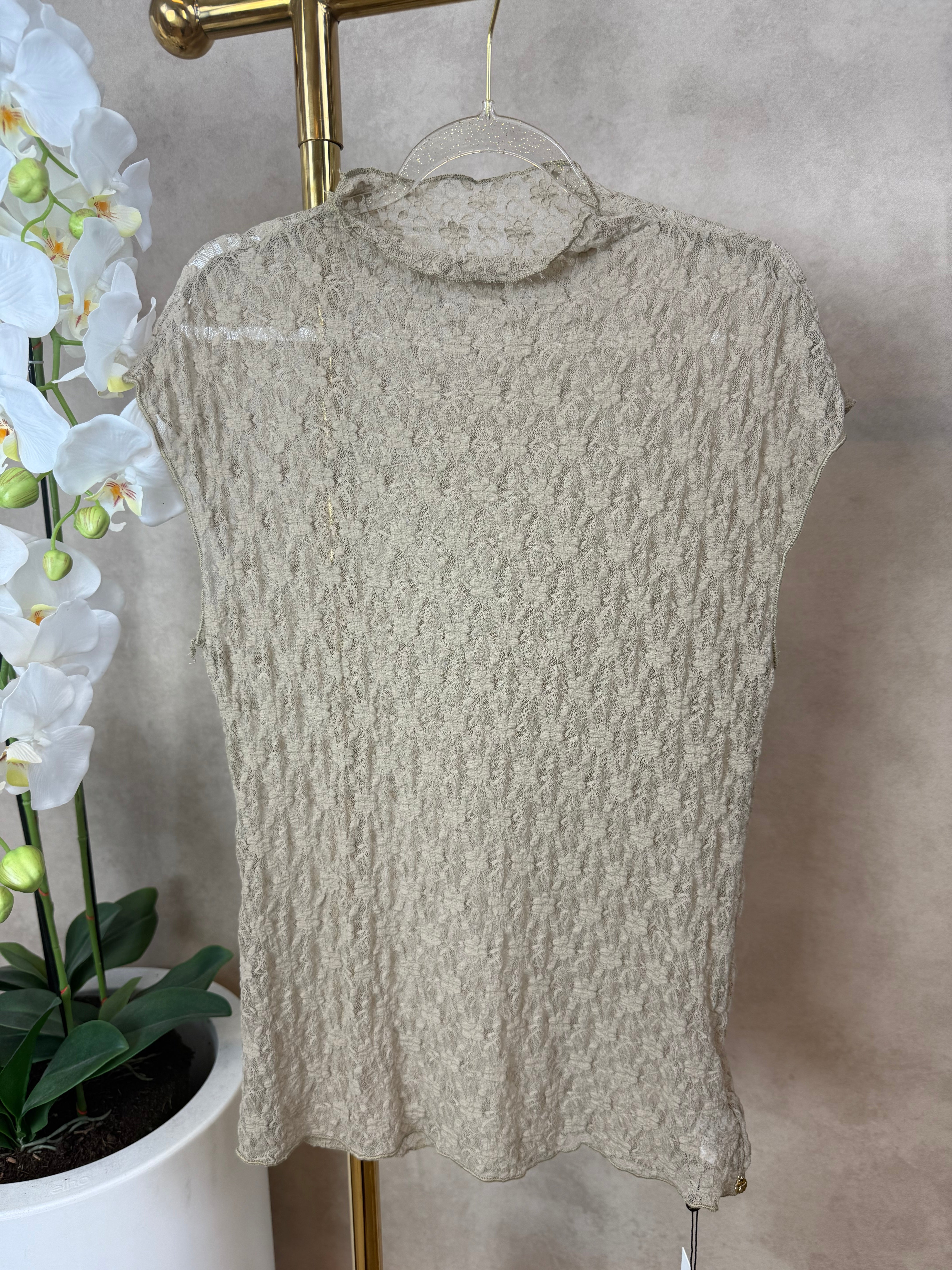 Top | Kant mouwloos | Taupe