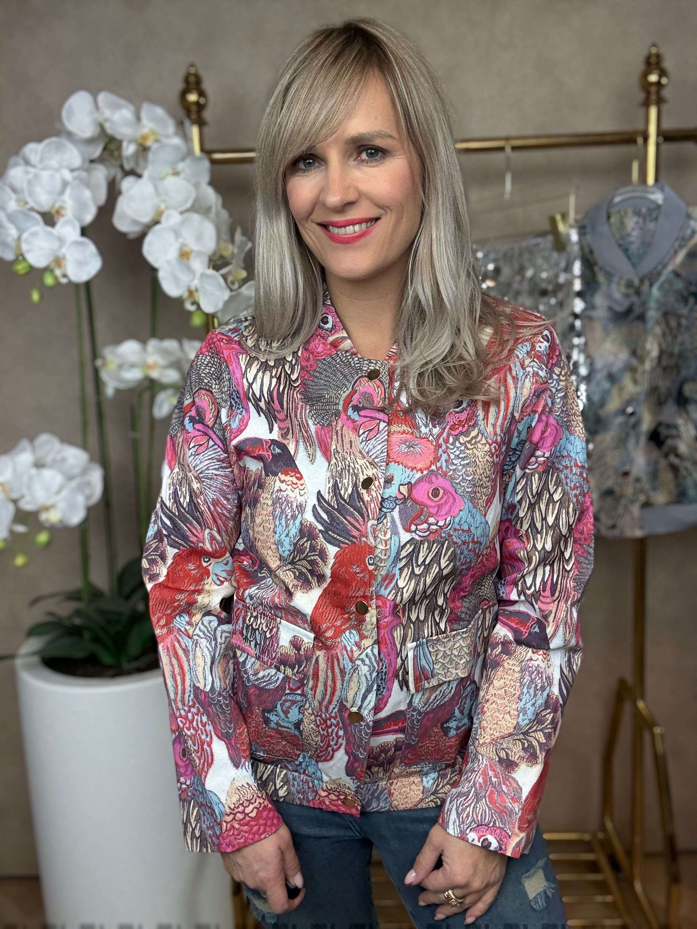 Bomberjack | Vogelprint | Rood