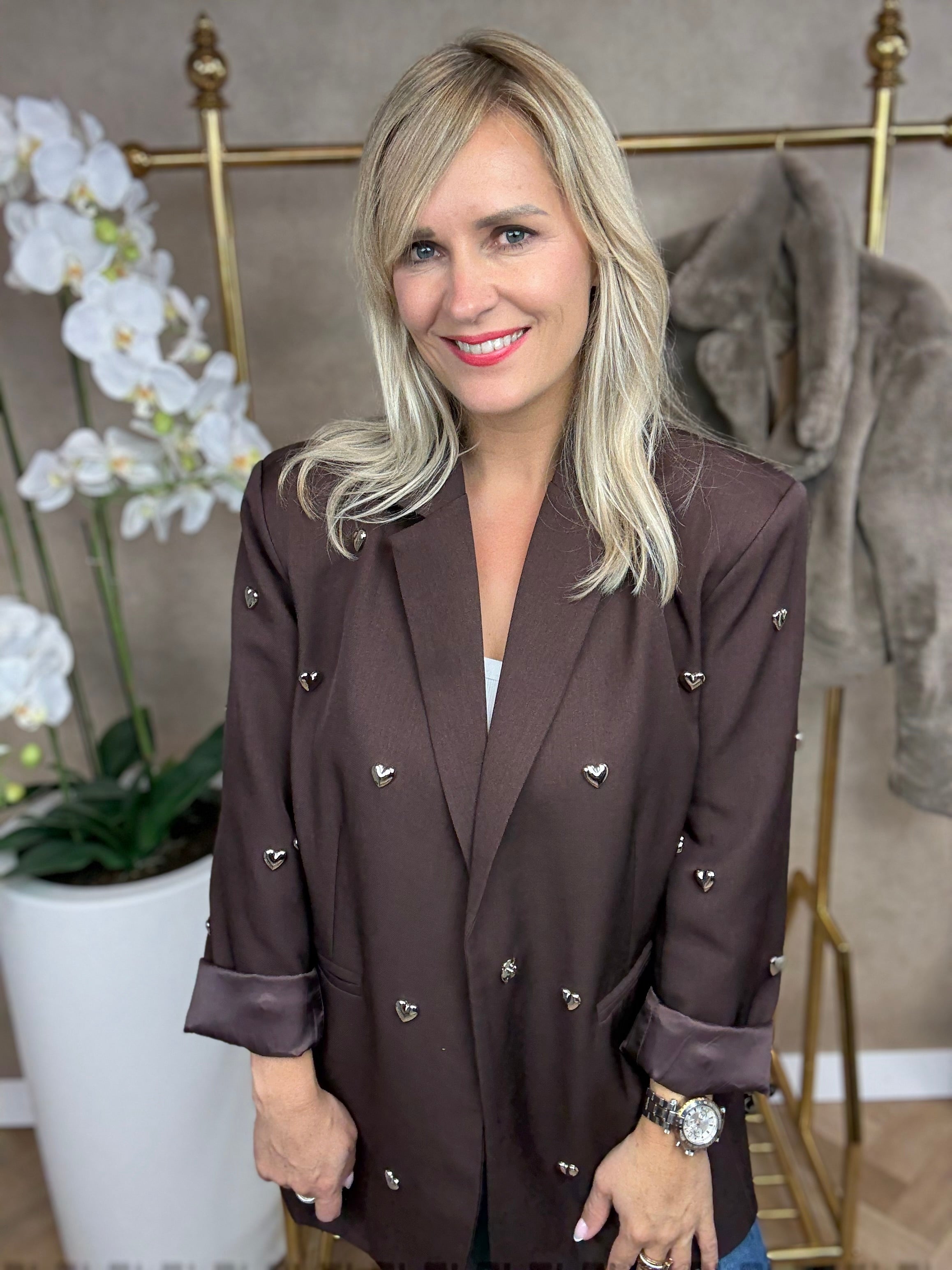 Blazer | Hartjes | Bruin