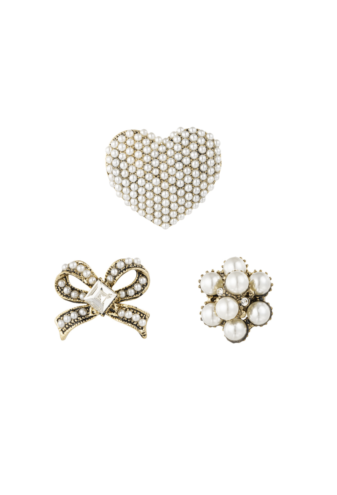 Glamour brooches - wit Goud kleur