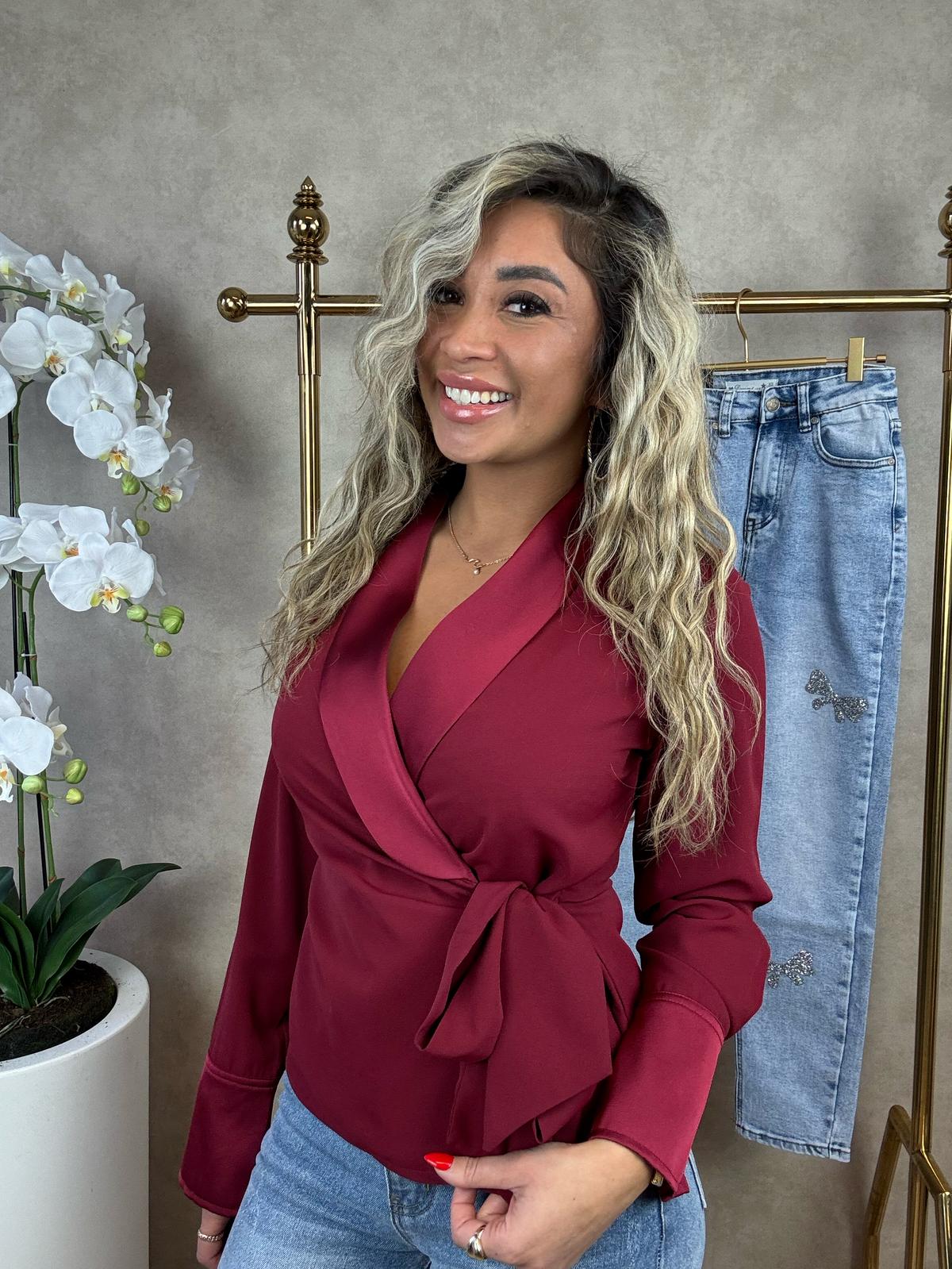 Blouse | Sara | Bordeaux rood